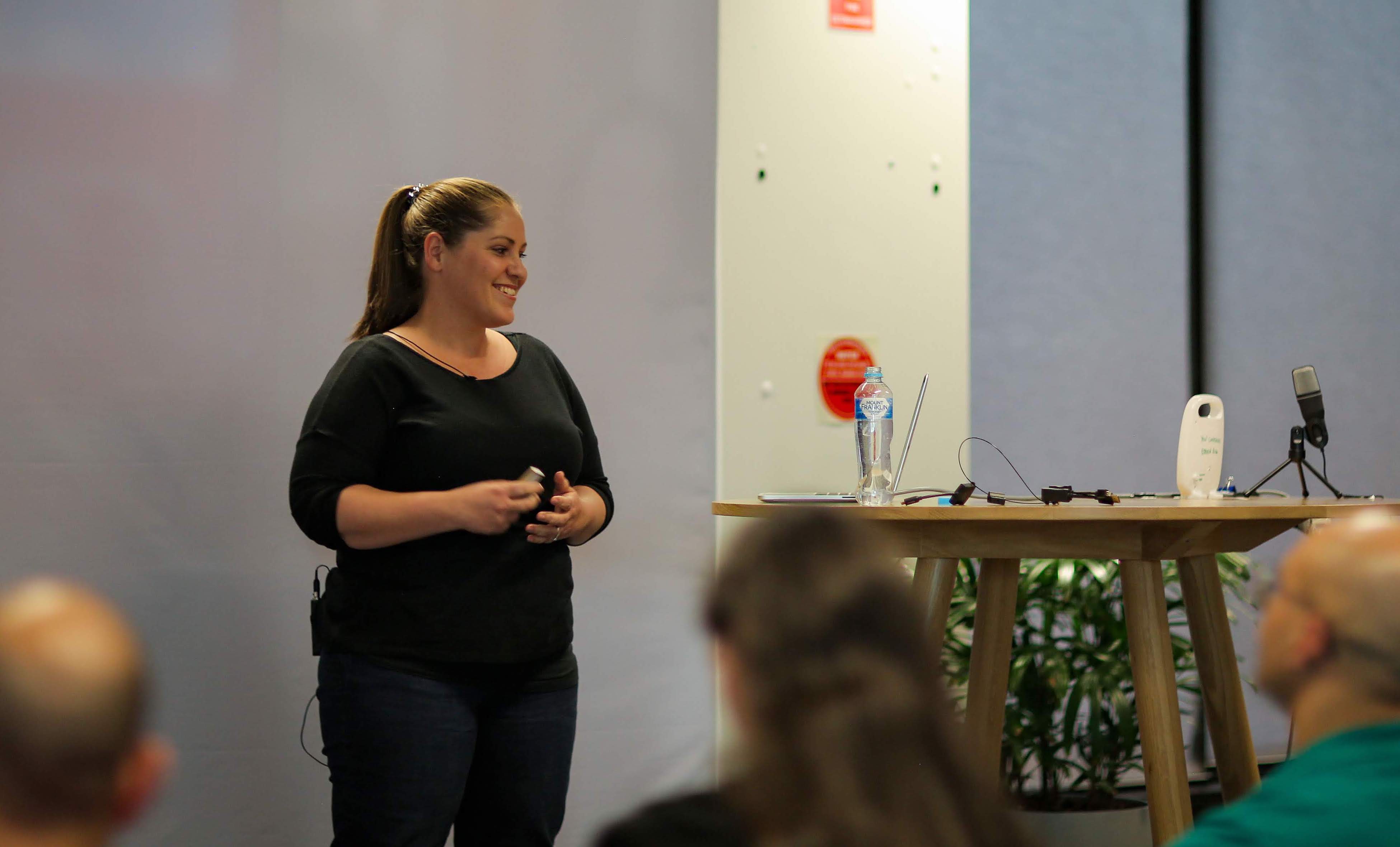 Jess Budd presenting at Google DevFest Melbourne